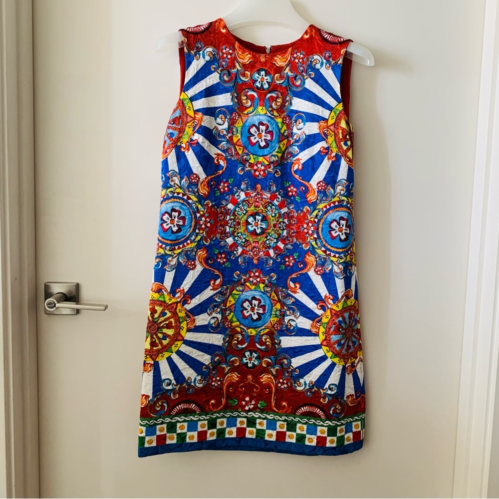 Dolce & Gabbana Majolica Print Mini Dress Size 36 XS Multicolor Sicily Italy - Picture 6 of 11